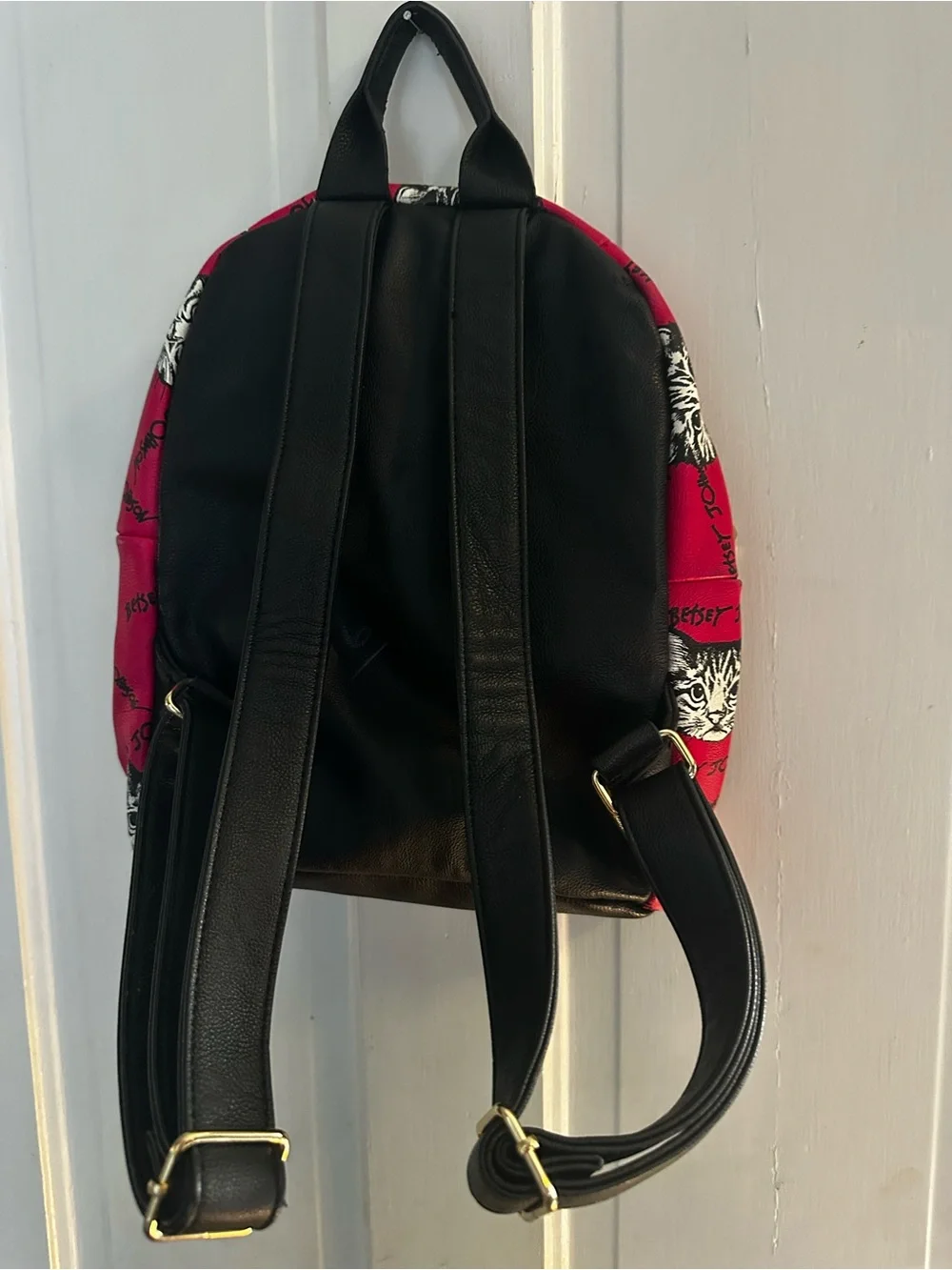 Betsey Johnson Hot Pink Kitten Cat Face Mini Backpack with Black Accents Be Mine